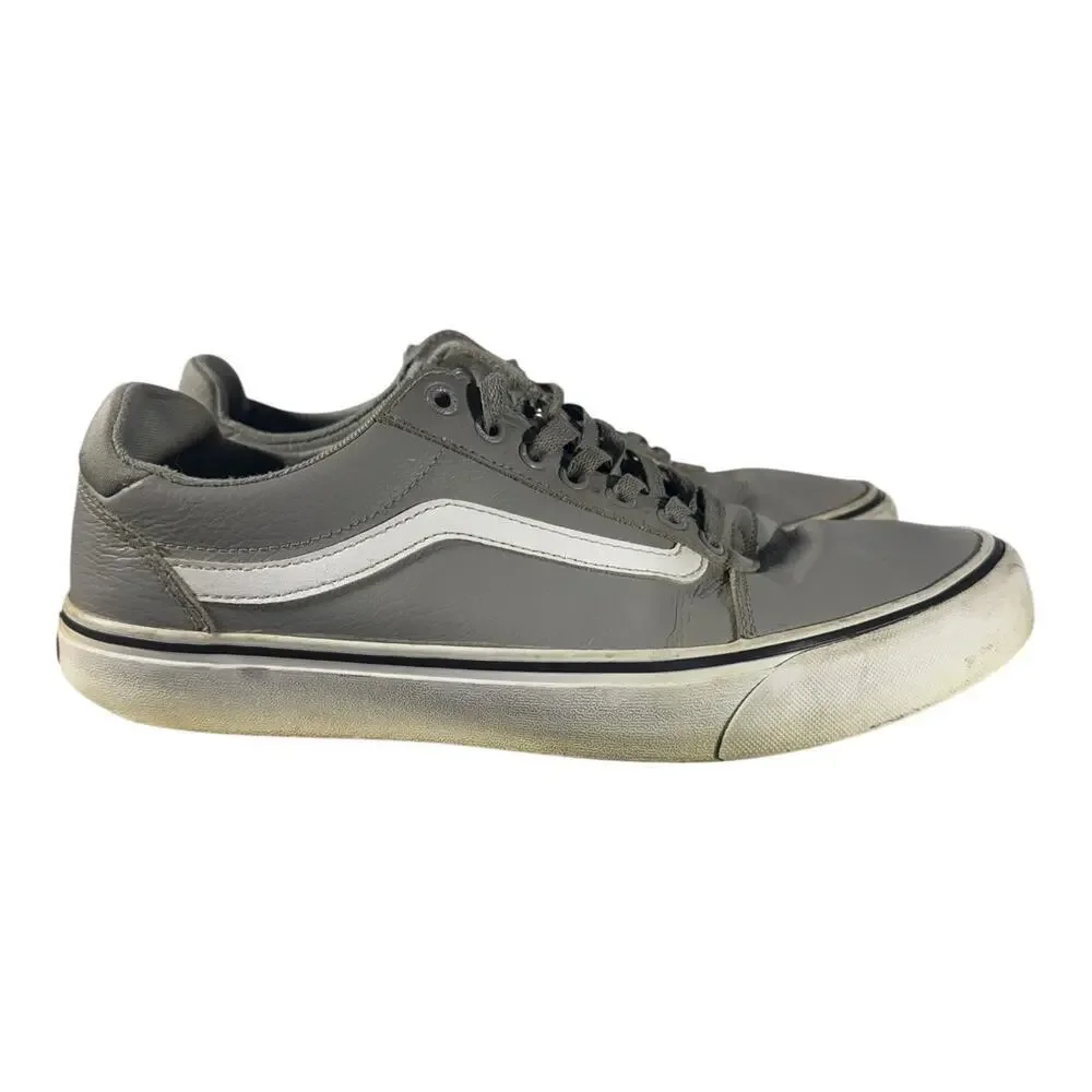 Vans Old Skool Men’s Low Leather Sneakers Mens Size 12 Pewter Gray Skate Shoes
